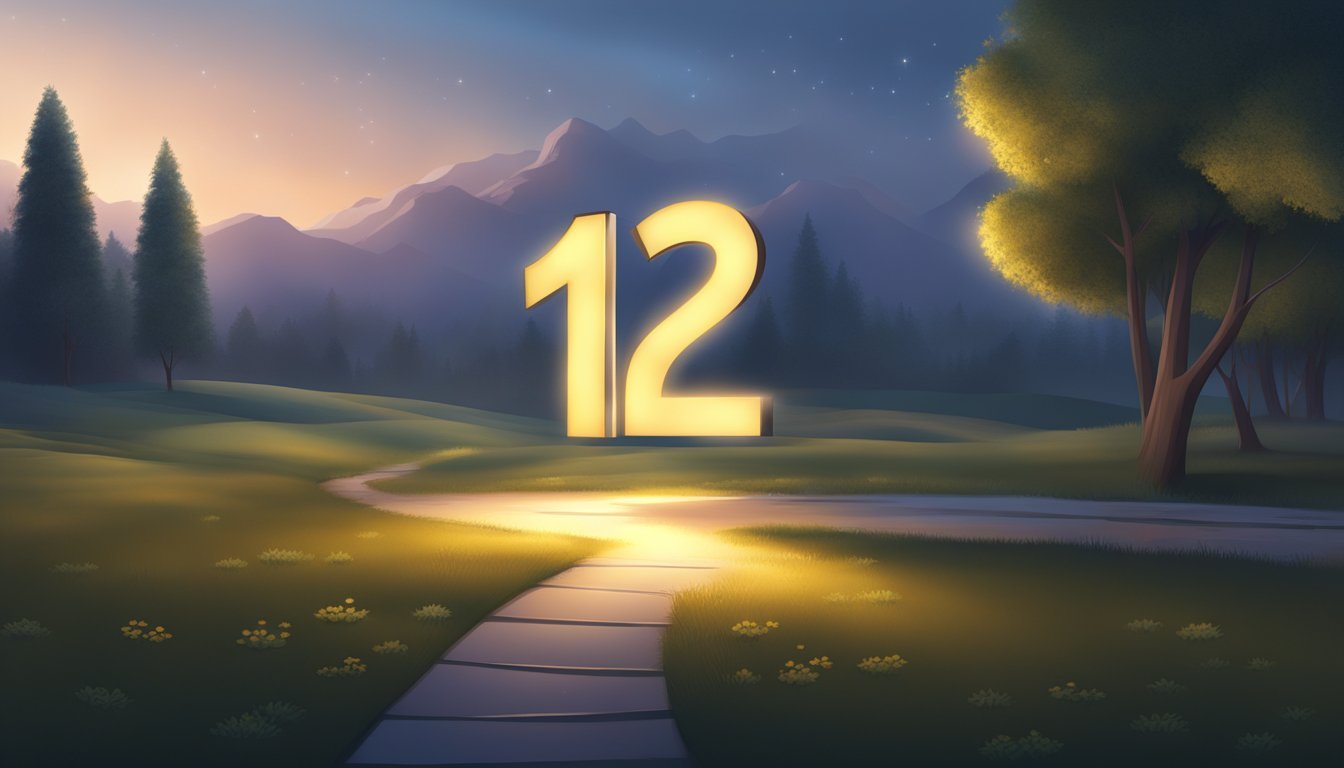 A glowing number 123 hovers above a path, guiding light beams reflecting off the ground, symbolizing completion and reflection