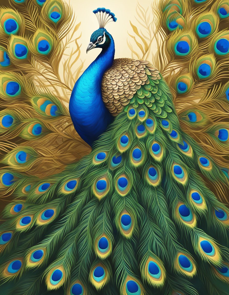 A majestic peacock displays vibrant feathers, symbolizing beauty and grace among top 20 spirit animals