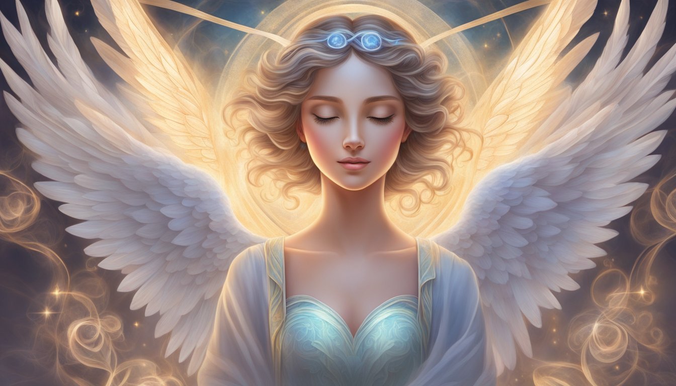 A glowing angelic figure hovers over two intertwined hearts, radiating love and harmony.</p><p>The number 1035 is subtly incorporated into the background, symbolizing divine guidance in love and relationships