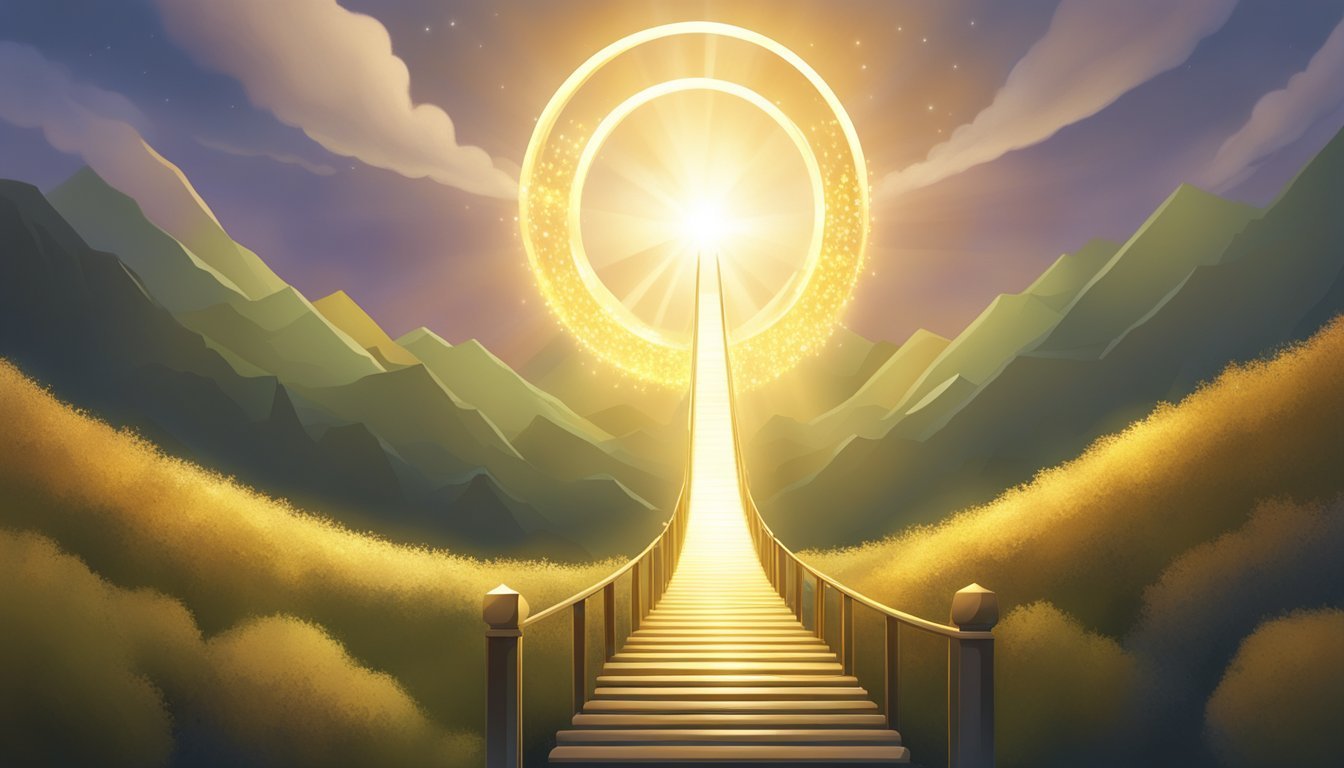 A shining halo hovers over a career path, with a ladder leading to ambitious goals.</p><p>The number 1035 glows in golden light, guiding the way