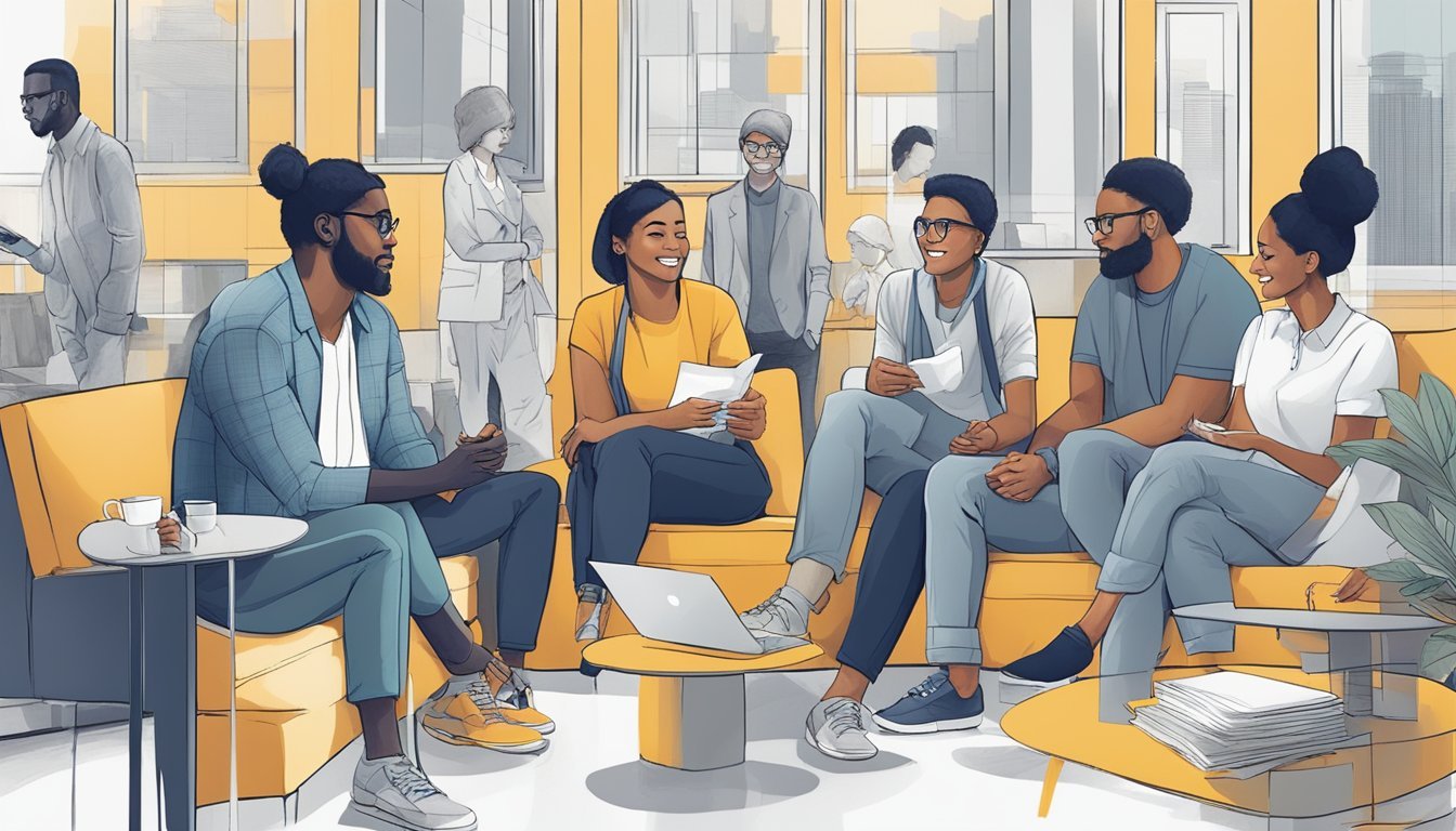 A group of diverse individuals engaged in open and lively conversation, exchanging ideas and perspectives.</p><p>A sense of curiosity and flexibility is evident in their interactions