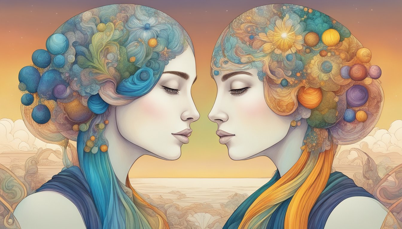 A colorful spectrum of dualities, from lively conversations to quiet introspection, symbolizing the adaptability of Geminis.</p><p>Twins intertwined with elements of air and communication, showcasing their unique appreciation for versatility