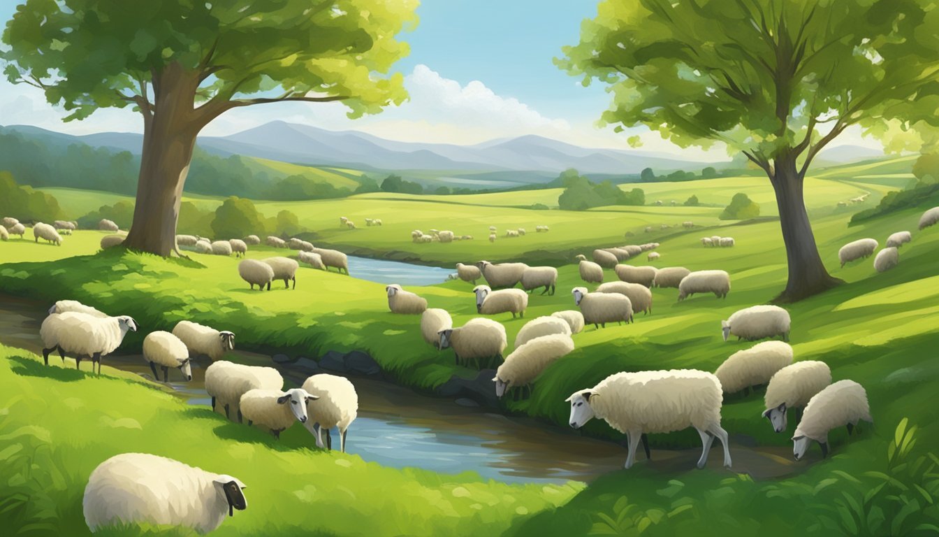 A peaceful, green pasture with a calm, flowing stream.</p><p>A shepherd watches over a flock of sheep, providing for their every need