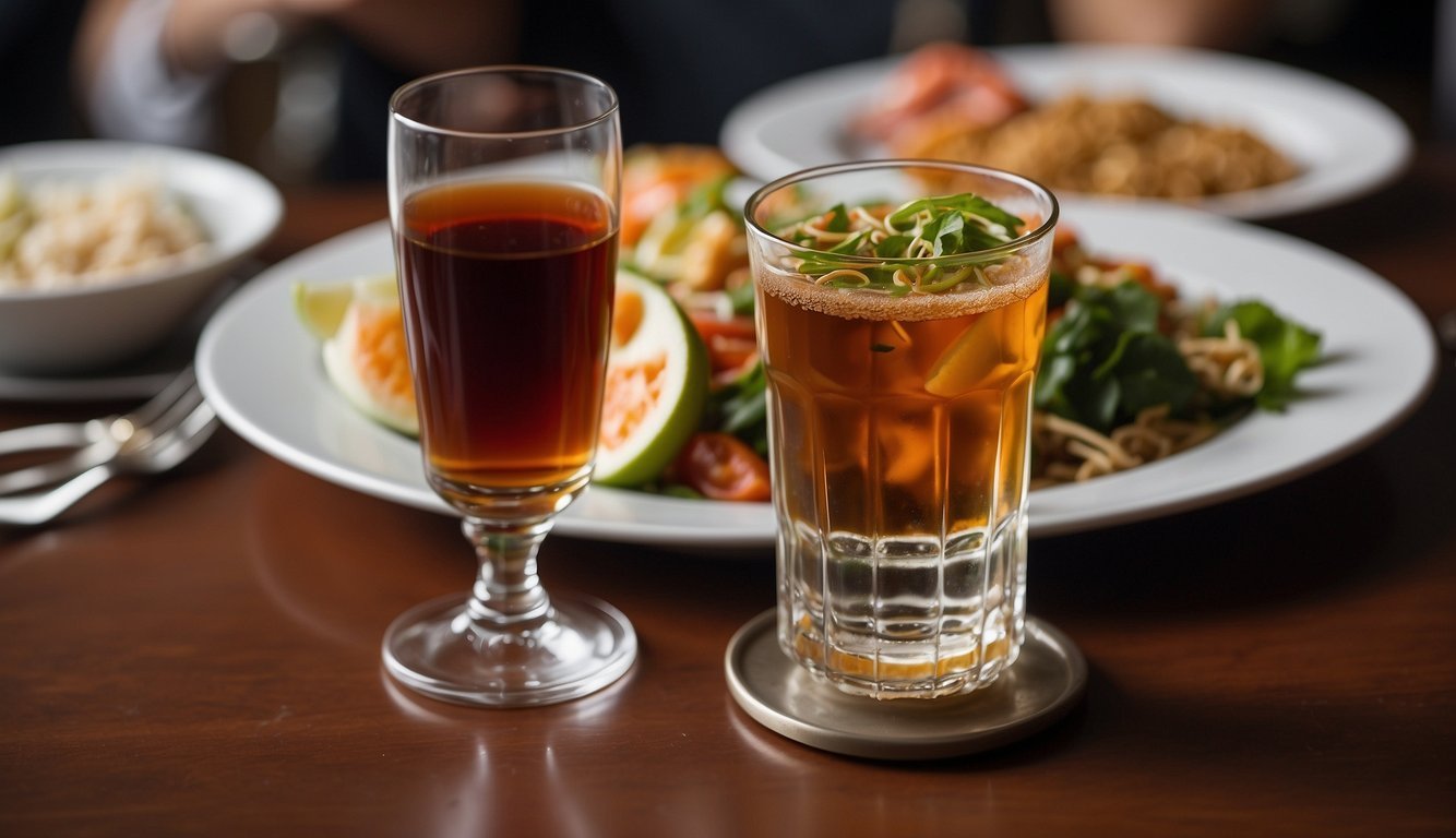 A glass of Zinfandel next to a steaming plate of spicy Thai food.</p><p>The mismatched pairing creates a disastrous dining experience