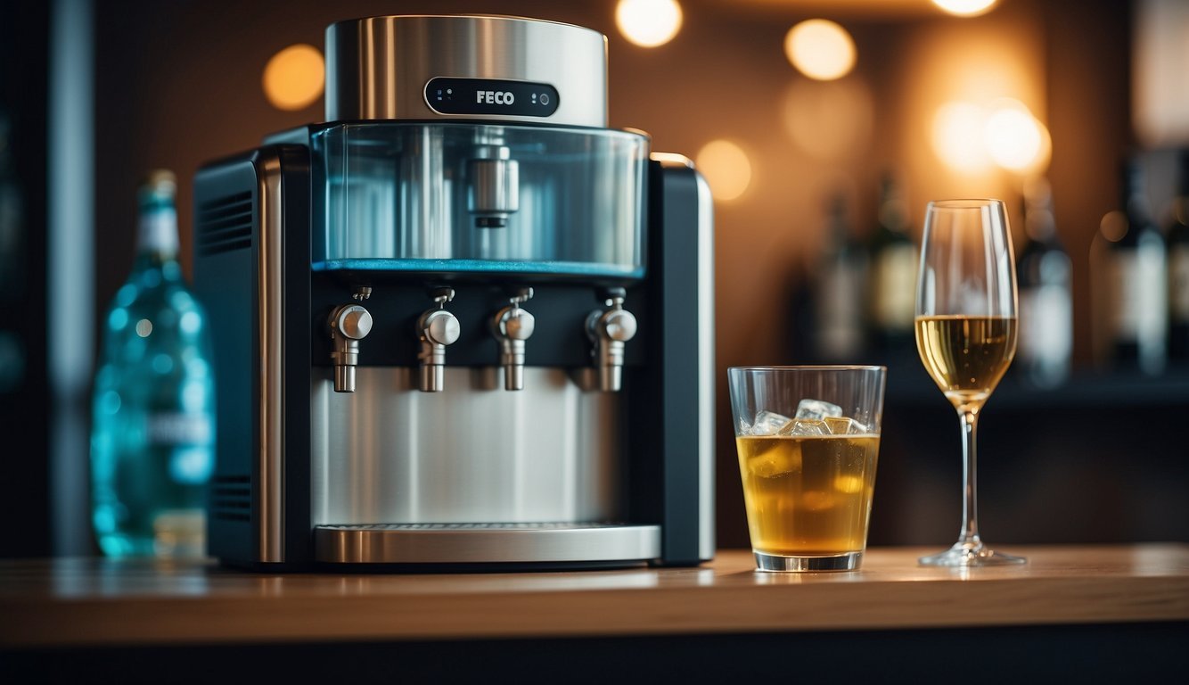 A water cooler modified to dispense wine, with DIY elements