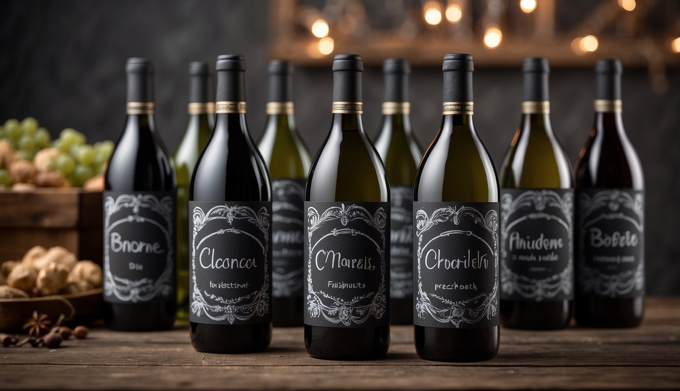 Bottles painted with chalkboard labels for DIY wine hacks