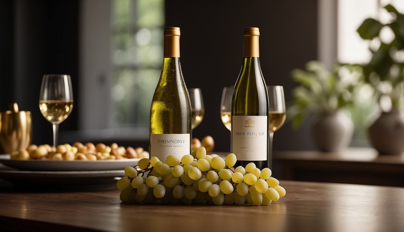 A bottle of Chardonnay sits on a table, surrounded by scattered wine glasses.</p><p>The label reads "When You Need a Pick-Me-Up." The scene exudes a sense of emotional release and relaxation