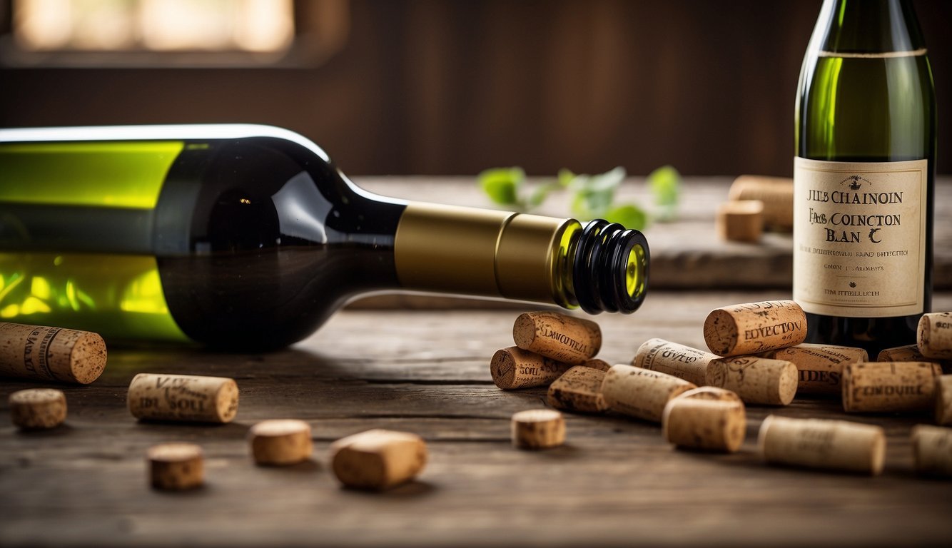 A bottle of Sauvignon Blanc sits on a rustic wooden table, surrounded by scattered wine corks and a vintage corkscrew.</p><p>The label reads "For the Lonely Soul," evoking a sense of melancholy and introspection