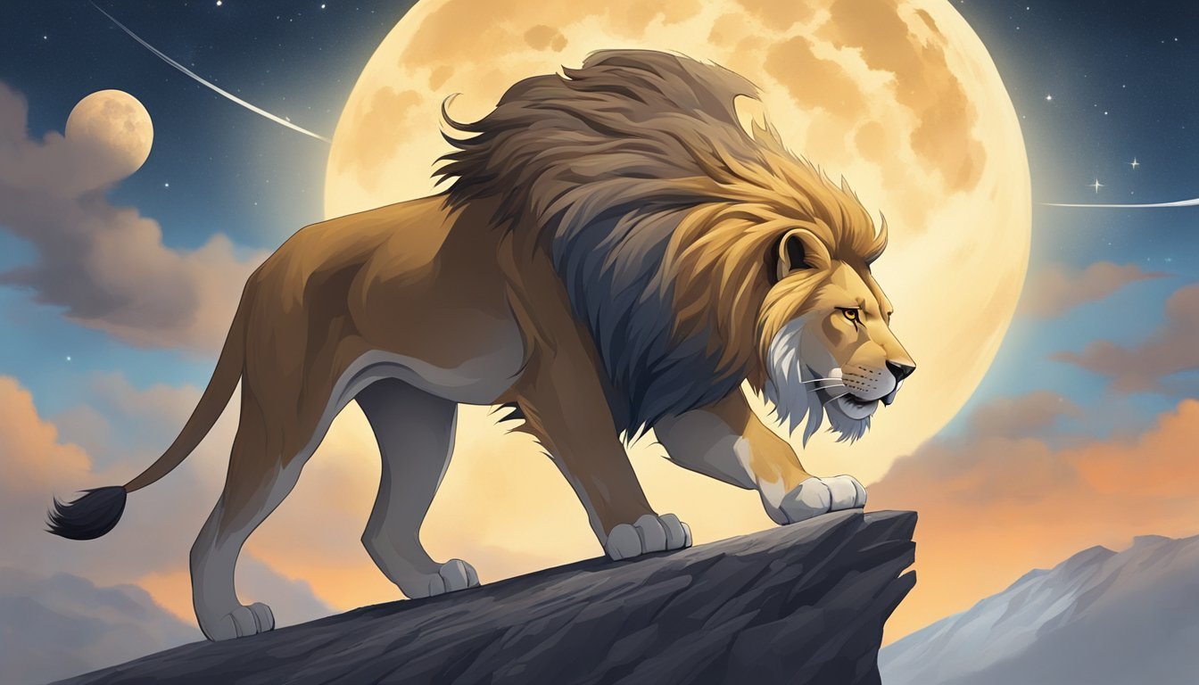 A lion, standing proud and strong, gazes fearlessly into the distance, its mane flowing in the wind.</p><p>A wolf howls at the moon, exuding an aura of bravery.</p><p>A falcon soars through the sky with unwavering