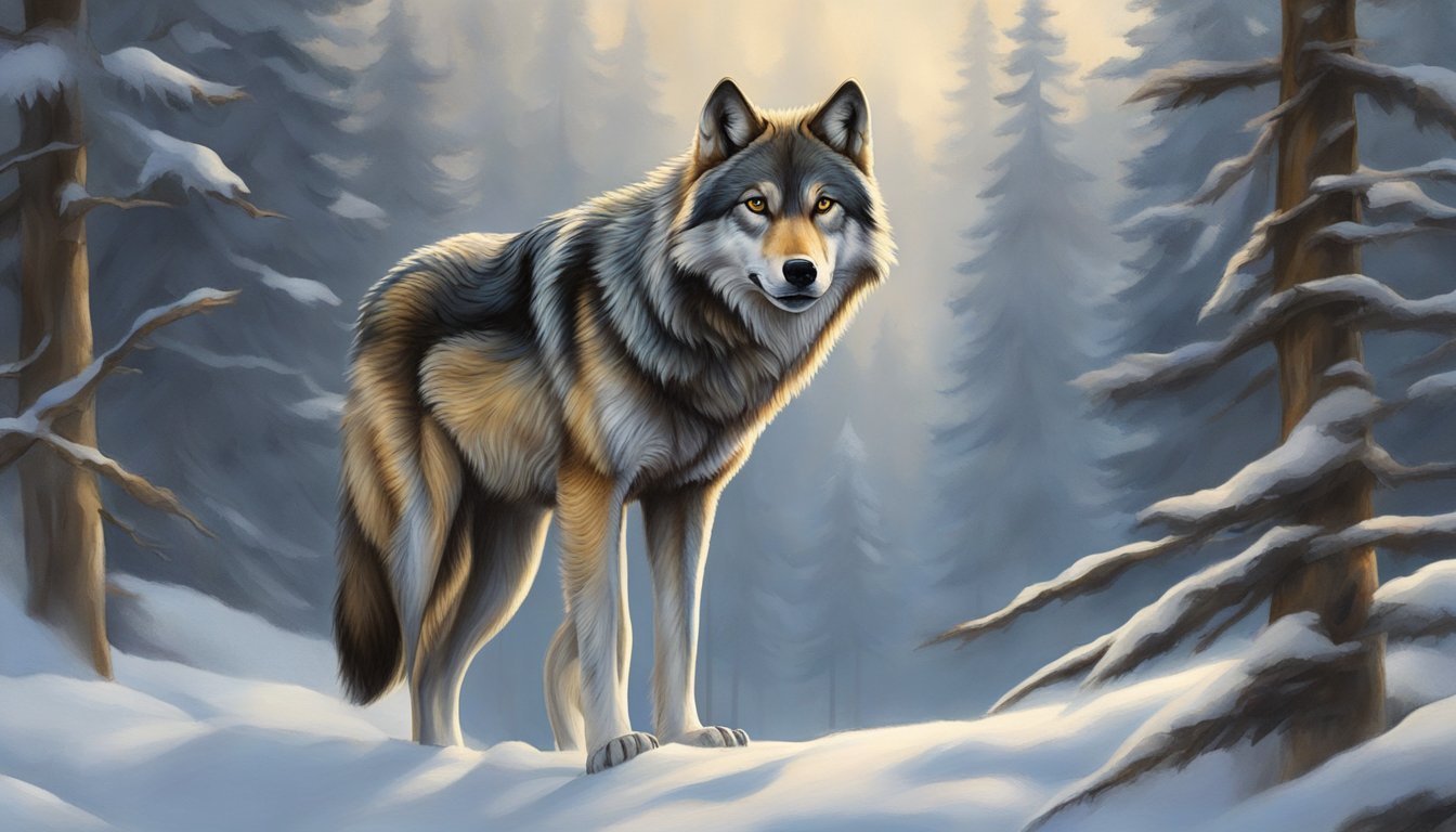 The wolf stands tall, its piercing eyes reflecting both instinct and intelligence.</p><p>Its sleek fur ripples in the wind as it gazes out into the wilderness, embodying the spirit of self-discovery