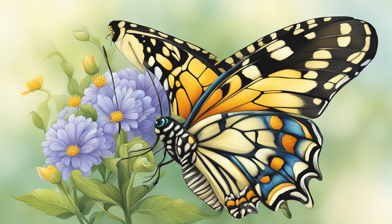 A caterpillar sheds its old skin, emerging as a vibrant butterfly, symbolizing transformation and growth.</p><p>The butterfly flutters among blooming flowers, embodying self-discovery