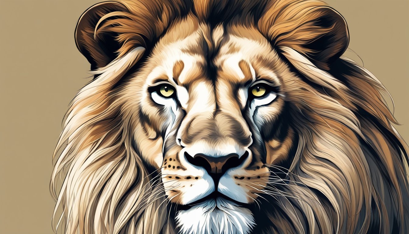 A lion stands proudly, exuding courage and strength, its mane flowing in the wind.</p><p>The majestic creature emanates a powerful spirit of self-discovery