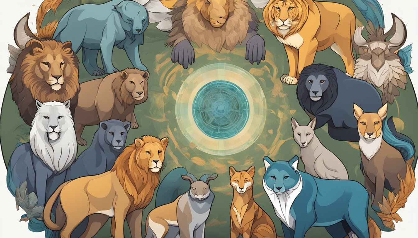 Eight spirit animals stand in a circle, each representing a different aspect of justice and fairness.</p><p>They are depicted with strong and noble postures, exuding a sense of wisdom and integrity