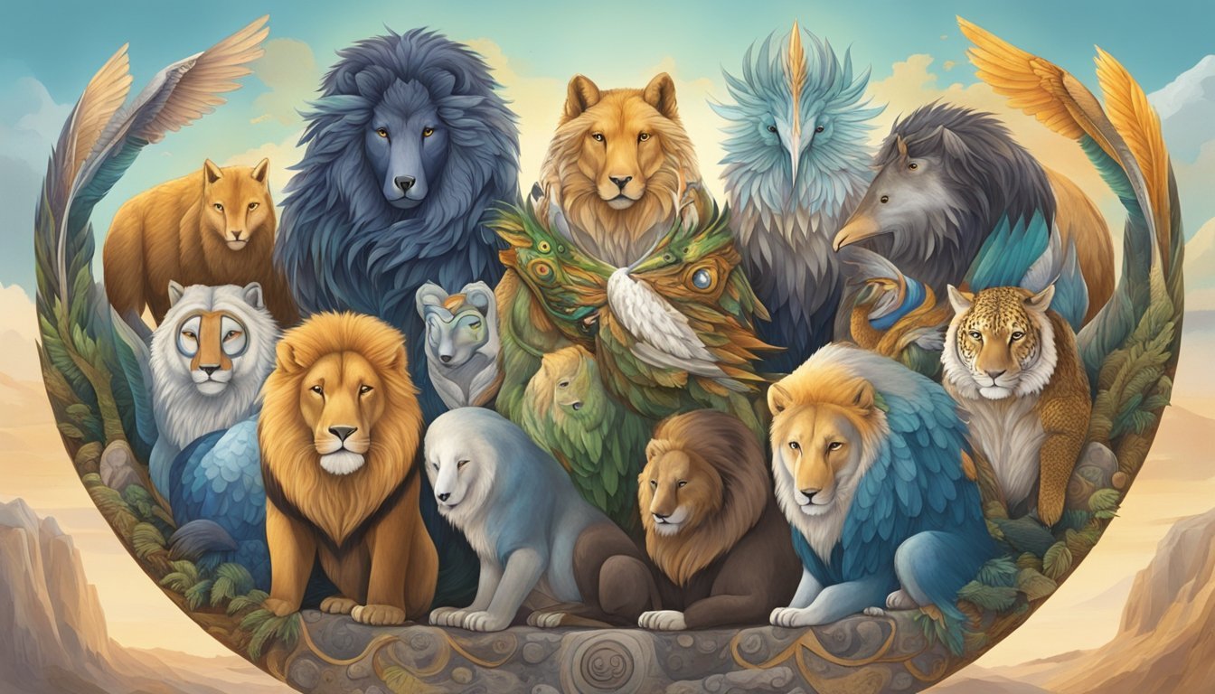 Eight spirit animals stand in a circle, each representing a different aspect of justice.</p><p>They emanate power and wisdom, ready to uphold balance and fairness in the world