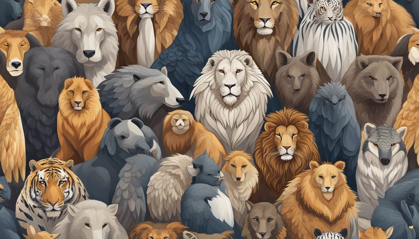 Animals gathered in a circle, each representing a different aspect of justice.</p><p>They are standing tall and proud, emanating a sense of wisdom and power