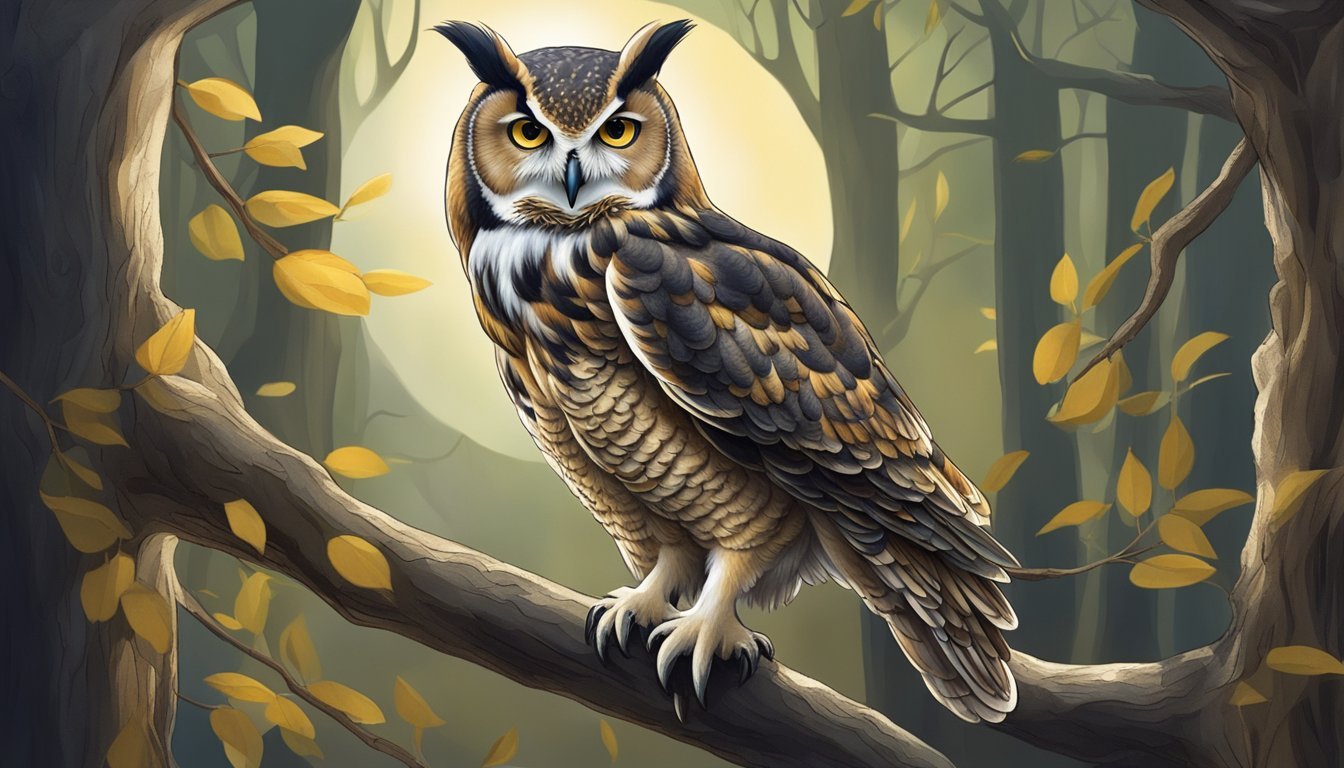 An owl perched on a tree branch, its wise eyes gazing into the distance.</p><p>Surrounding the owl are other spirit animals, each representing guidance and wisdom