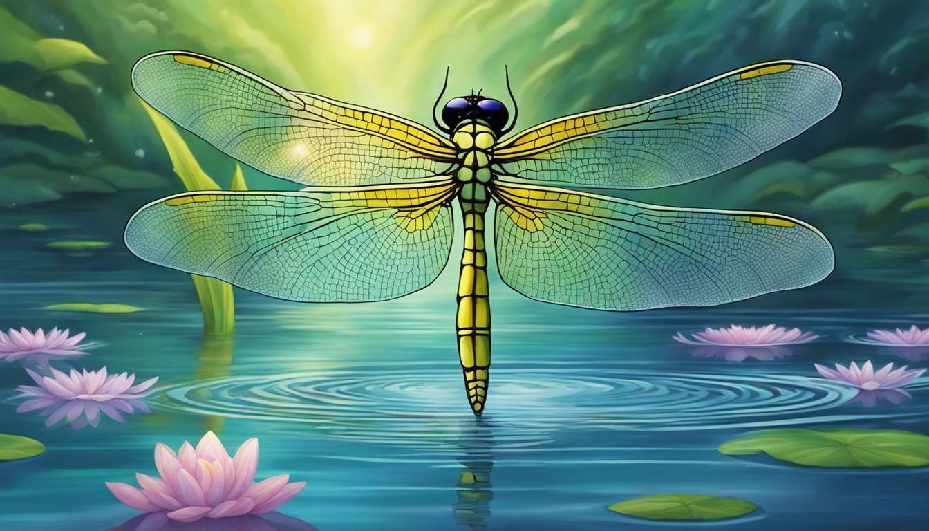 A dragonfly hovers over rippling water, its iridescent wings catching the sunlight.</p><p>Surrounding it, 12 ethereal spirit animals emerge, each with a unique energy, ready to guide and protect on a mystical journey