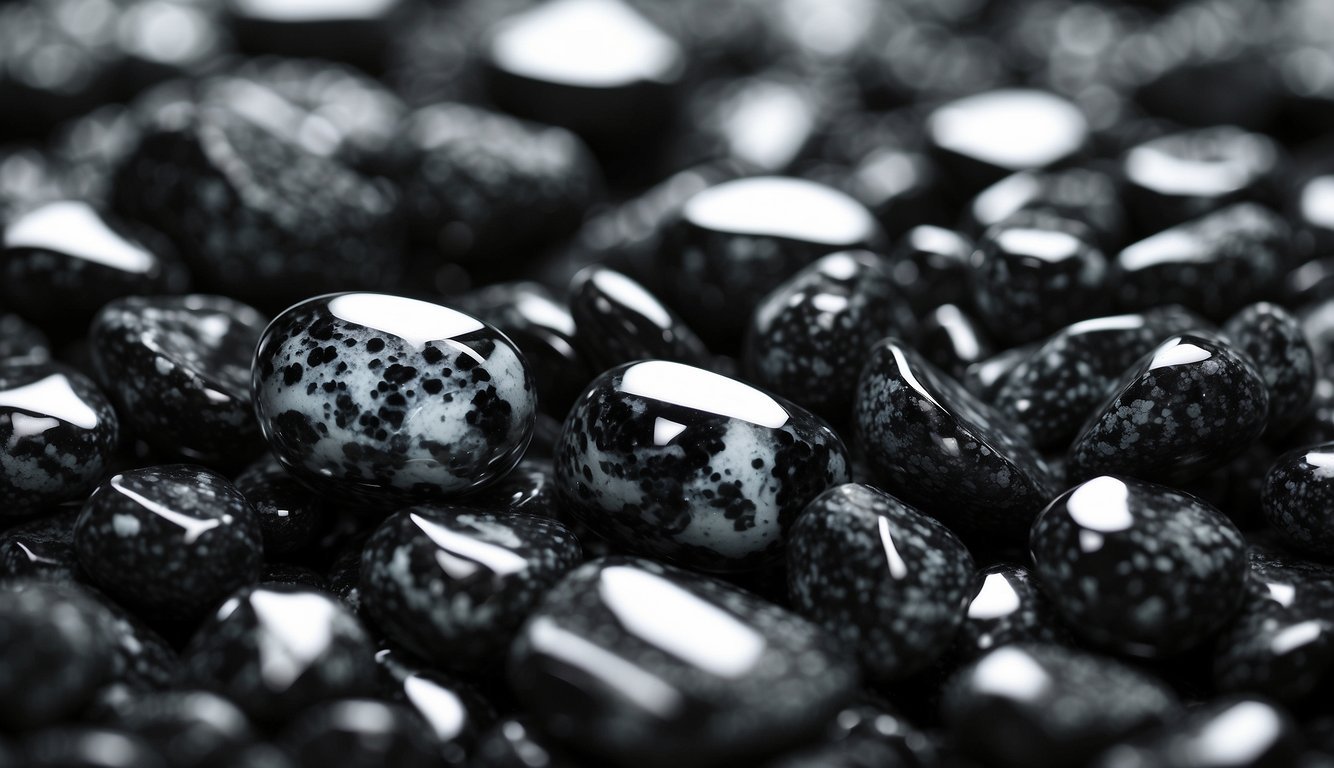 Snowflake obsidian forms as lava cools, creating black rock with white crystalline patterns.</p><p>Its smooth, glassy texture reflects light