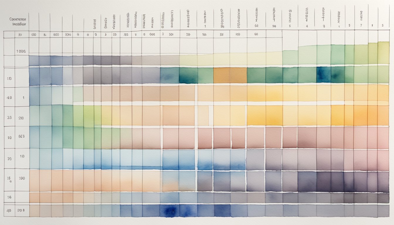 A chart with labeled sections showing different acft scores