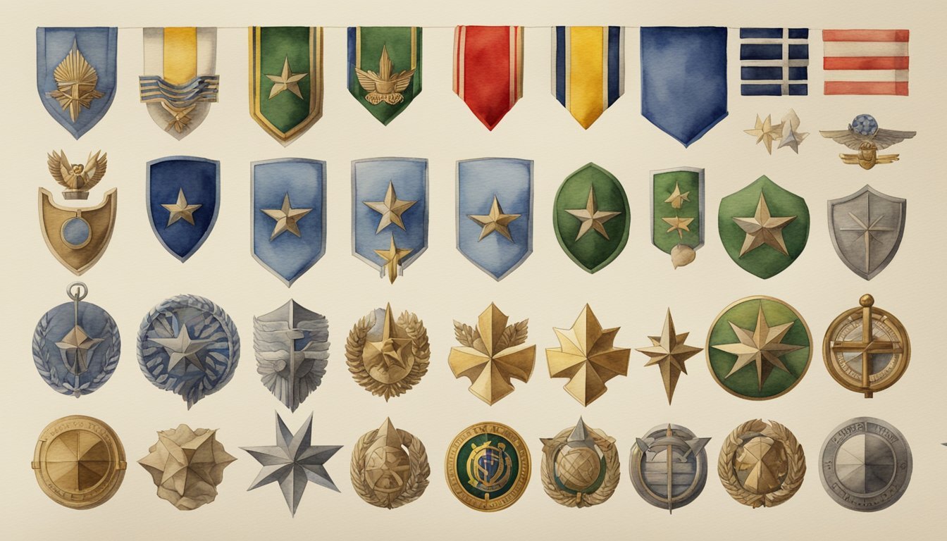 A chart displaying various military rank insignias arranged in a clear and organized manner