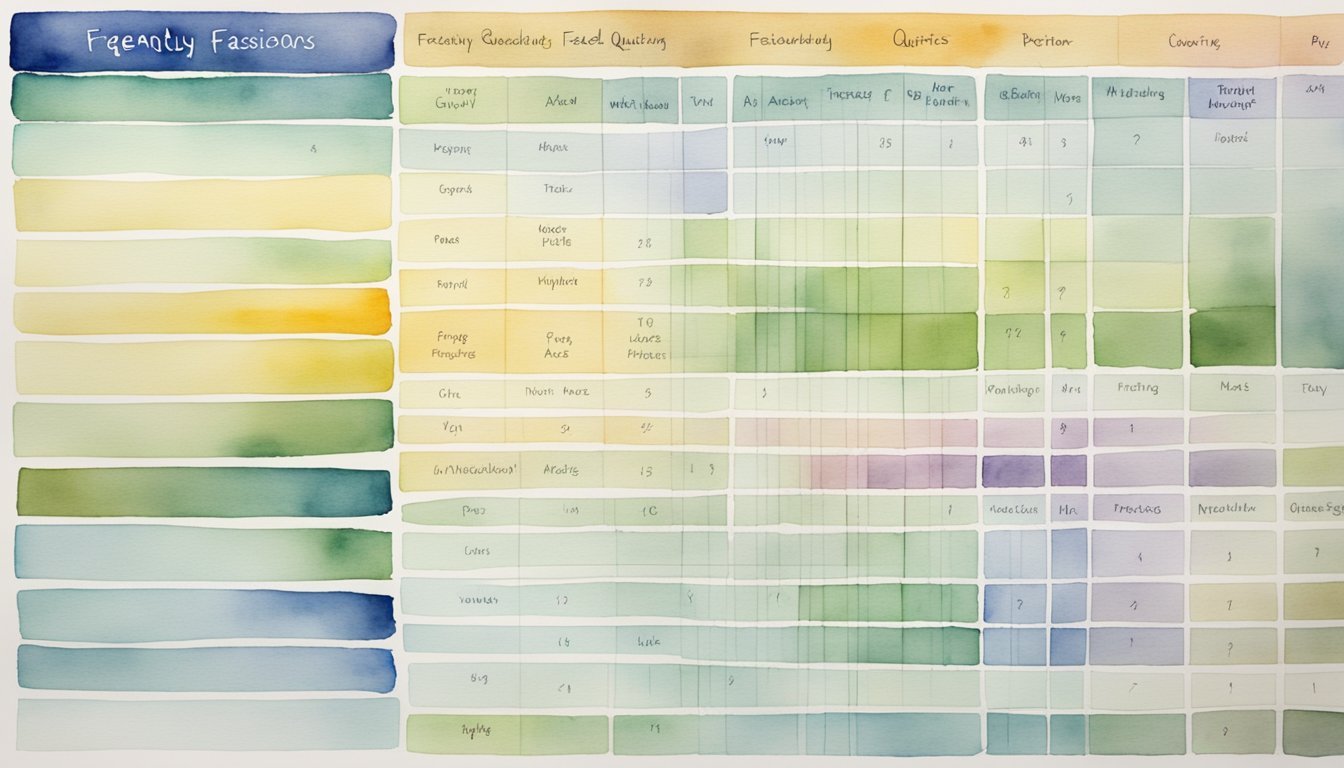 A chart with "Frequently Asked Questions" at the top, followed by a list of questions ranked in descending order