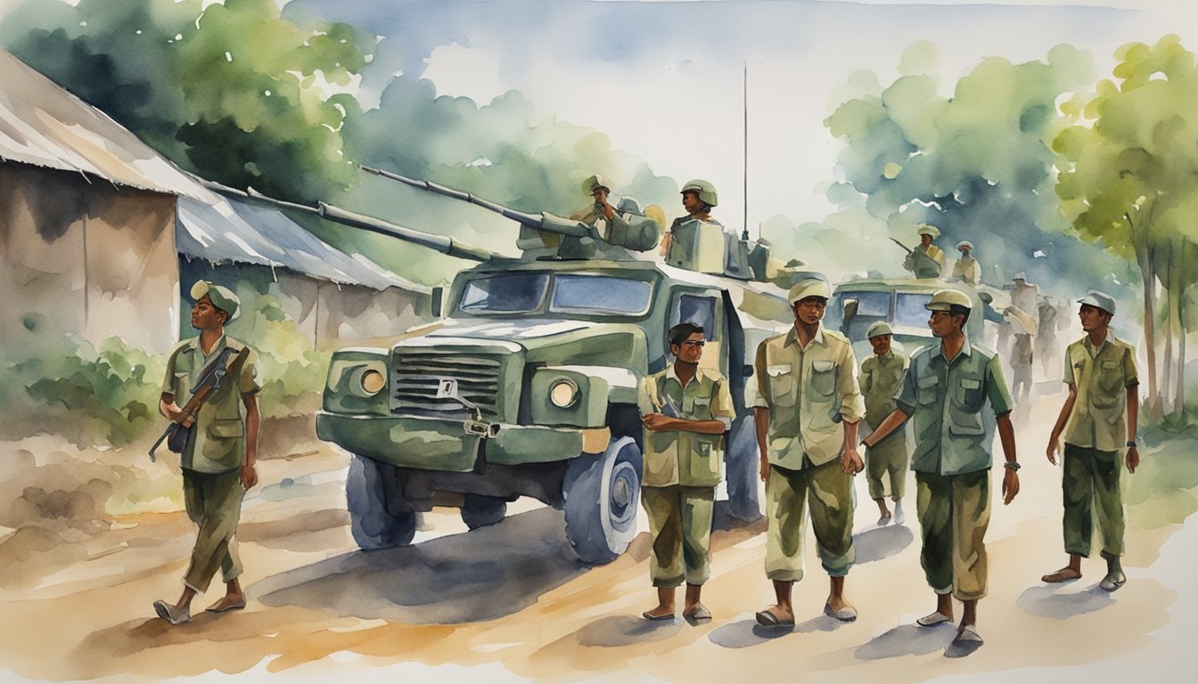 A group of military personnel in Bangladesh engaging in economic activities, such as manufacturing and trade, to support defense efforts