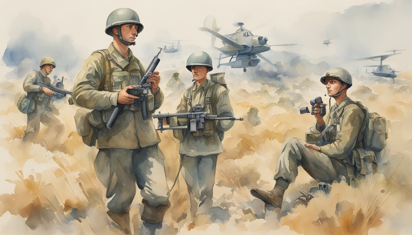 Soldiers use radios, GPS, and drones on the battlefield.</p><p>These inventions later became essential in civilian life