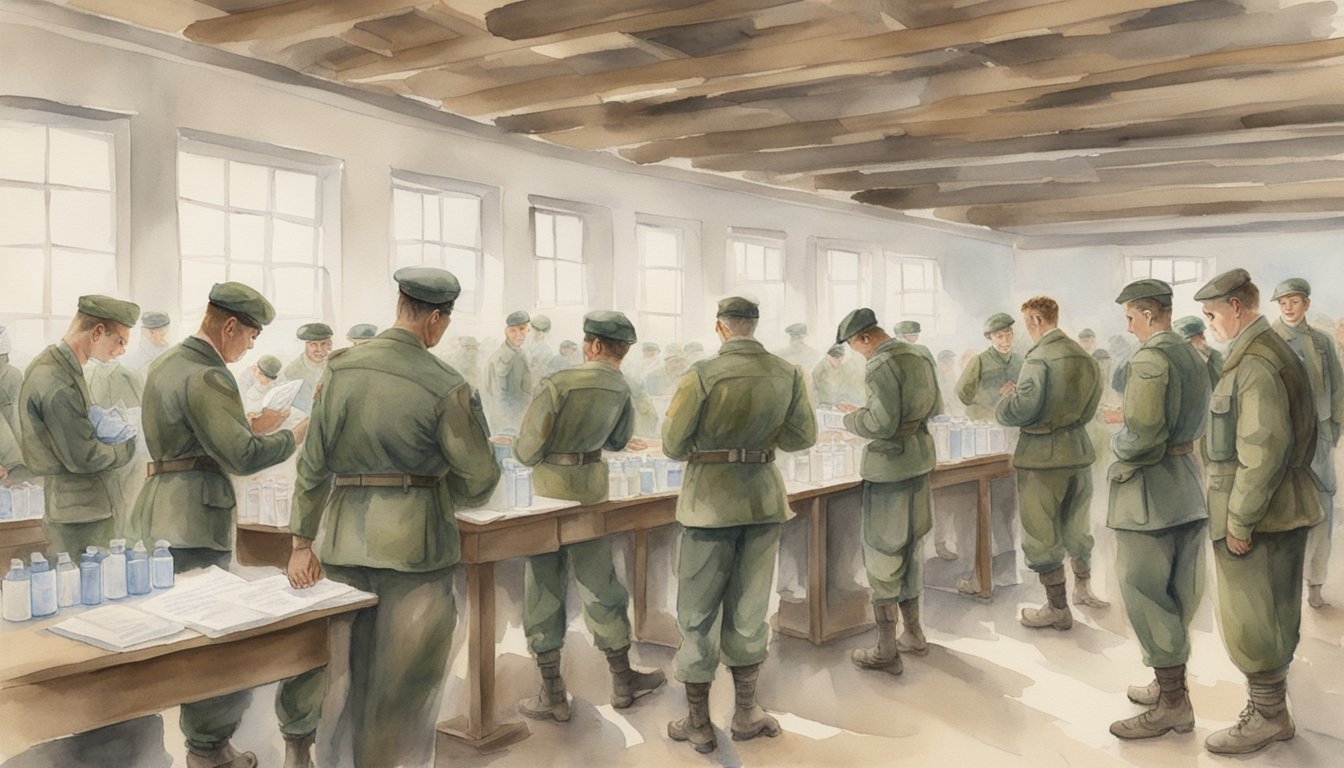 Soldiers receiving specific vaccines, with a list of associated risks, during military basic training