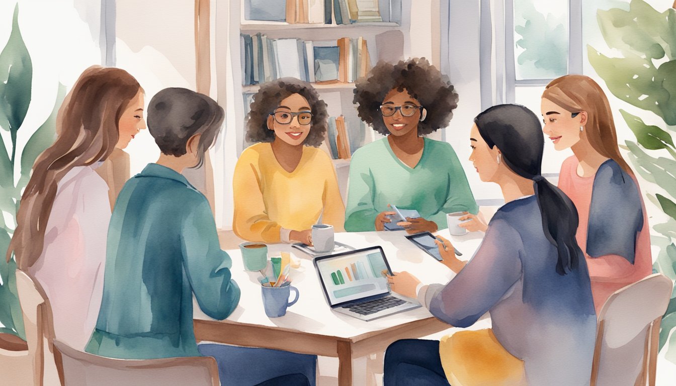 A group of clever girls gather around a table, listening to financial podcasts on their devices.</p><p>They eagerly discuss and share insights from the top 10 recommended shows