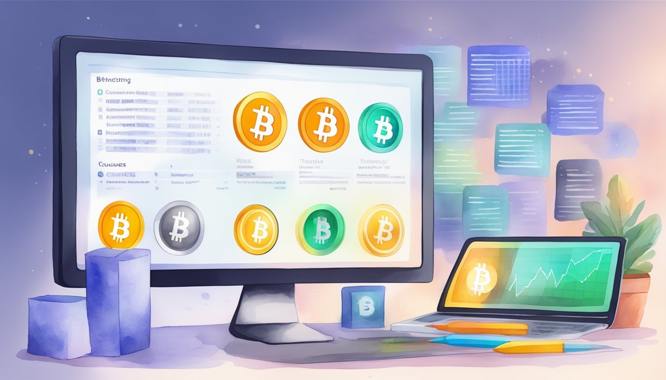 A computer screen displaying a comprehensive online course list on Bitcoin and cryptocurrency investing, with various educational materials and resources