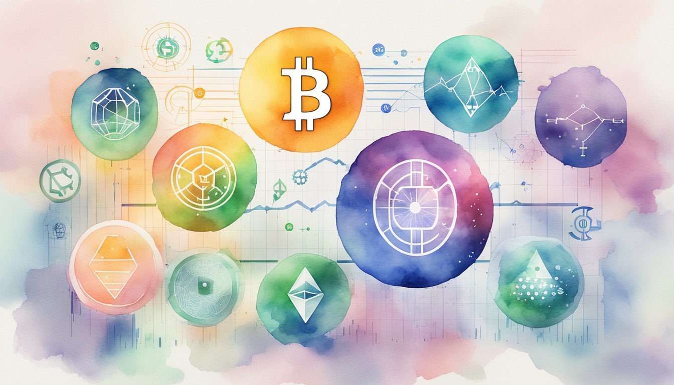 Seven experts' quotes on cryptocurrency investment, surrounded by graphs, charts, and digital currency symbols