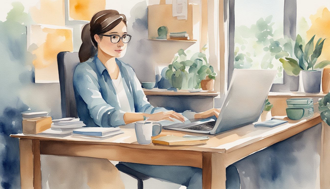 A freelancer sits comfortably at home, typing on a laptop with a serene expression.</p><p>Meanwhile, a full-time employee rushes through a crowded office, looking stressed and overwhelmed