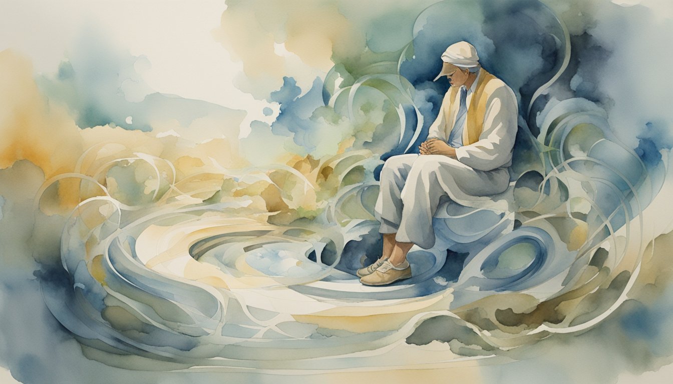 A figure sits cross-legged, surrounded by swirling obstacles.</p><p>They focus, and the obstacles begin to dissipate, leaving a clear path ahead