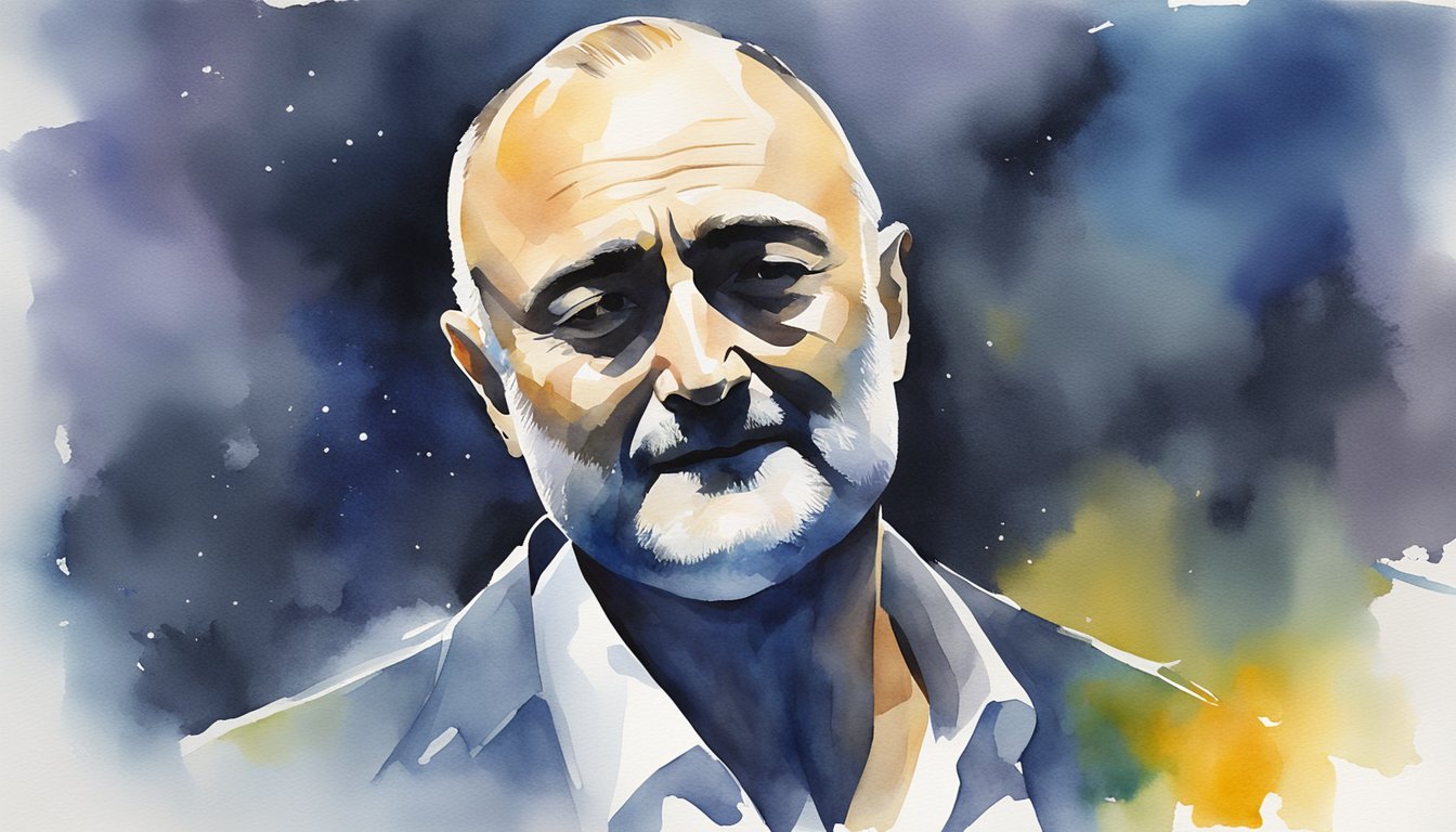 Phil Collins' solo success is illustrated by a spotlight on his breakout albums, capturing the energy and emotion of his musical journey