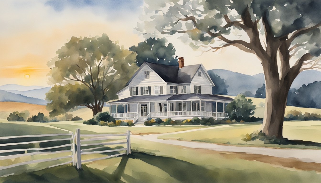 Andy Griffith's later years show a peaceful countryside home, with a porch overlooking rolling hills.</p><p>In his passing, the scene is somber, with a lone tree standing tall against a setting sun