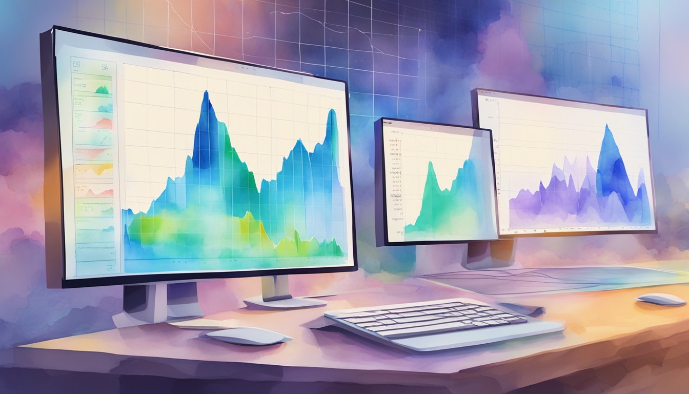 Three AI algorithms scanning data for profitable niche markets.</p><p>Graphs and charts display results on computer screens