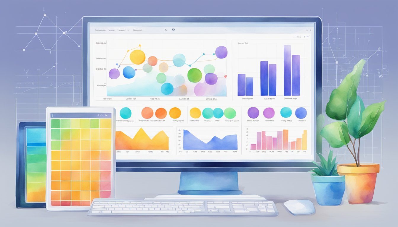 A computer screen displaying VidIQ's 7 AI tools.</p><p>Charts and graphs show channel performance.</p><p>A dollar sign symbolizes earnings