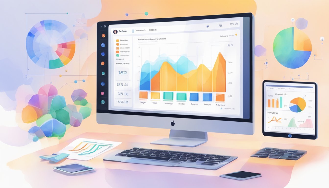 A computer screen displaying Social Blade's AI tools for YouTube optimization.</p><p>Graphs and data visualizations show channel performance and potential earnings