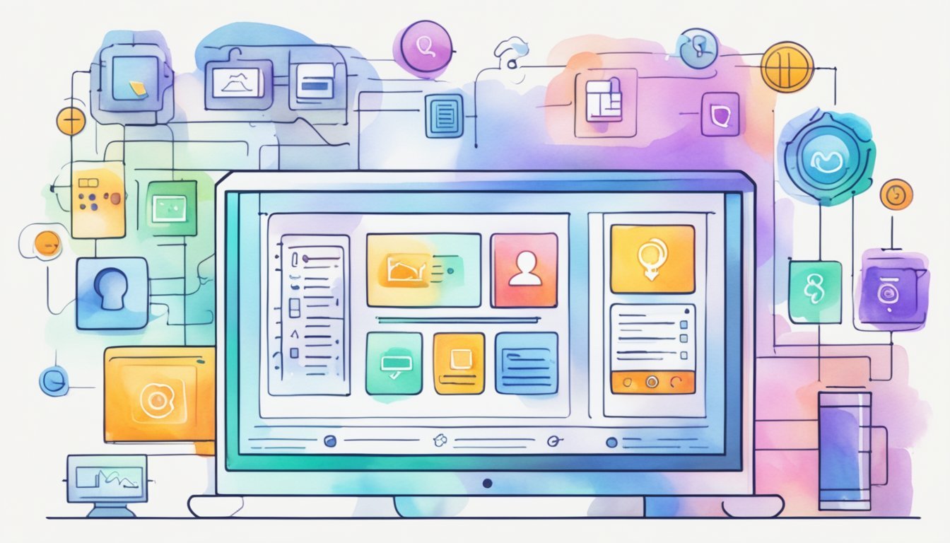 A computer screen displays 8 AI tools for managing online communities.</p><p>Icons of chatbots, analytics, and moderation tools are arranged neatly on the interface