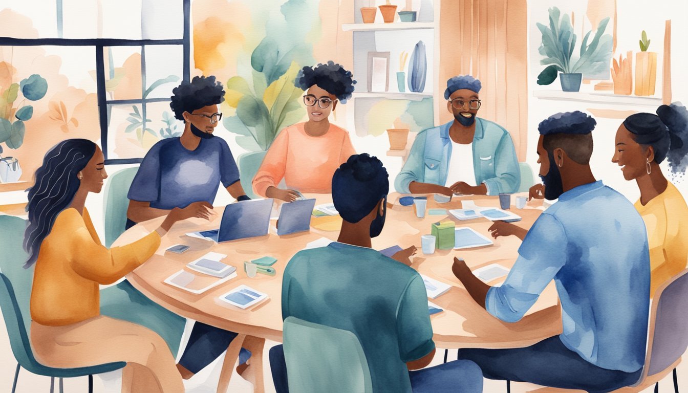 A group of diverse influencers gather around a table, discussing and brainstorming ideas while holding branded products.</p><p>The room is filled with energy and excitement as they align their values with the brand