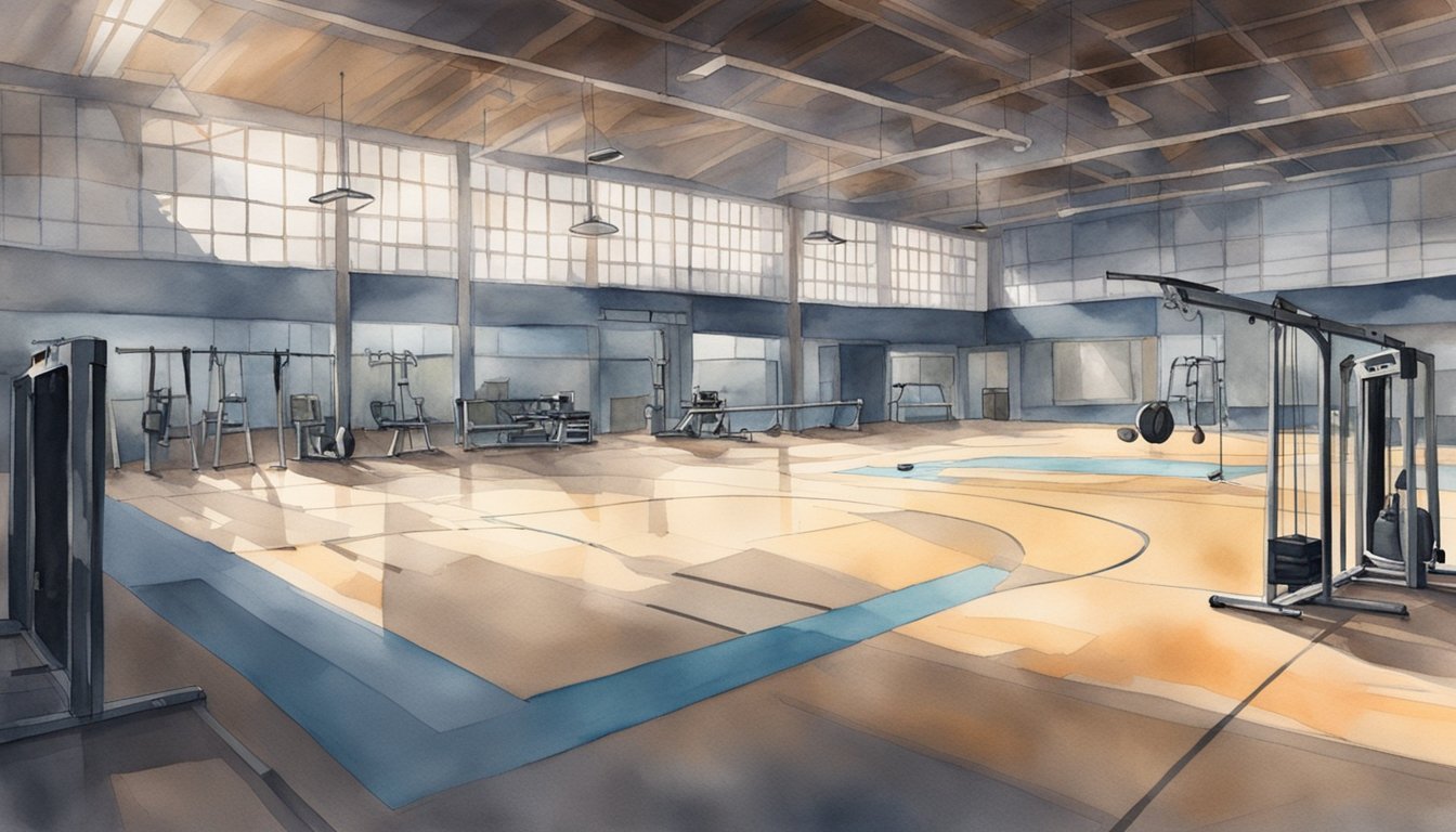 An empty gym with scattered equipment, dim lighting, and a sense of exhaustion in the air.</p><p>Signs of wear and tear on the equipment hint at overuse