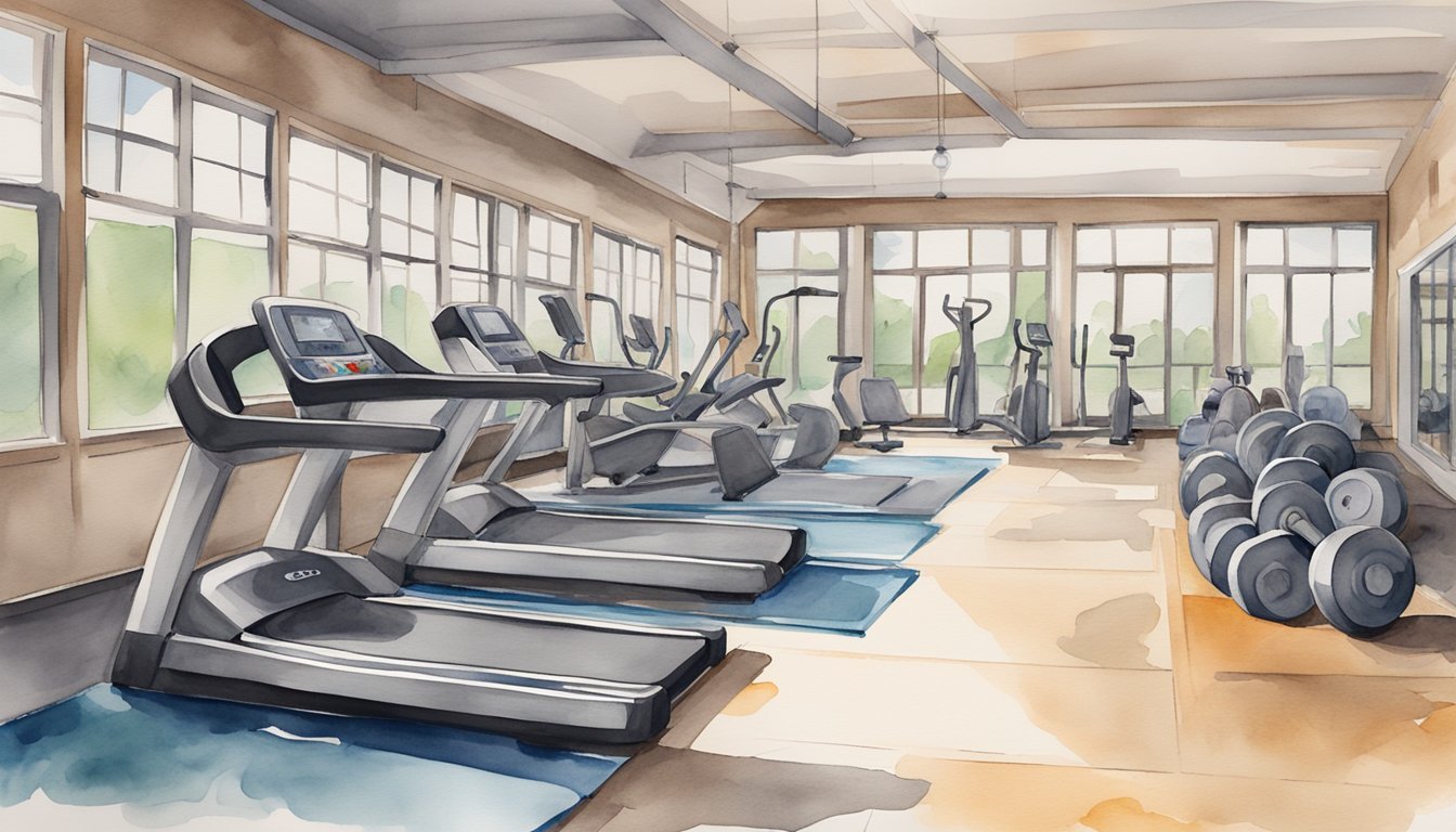 A gym with empty weights, a deserted track, and a tired-looking fitness tracker.</p><p>Signs of overtraining include a neglected water bottle and a pile of unused exercise equipment