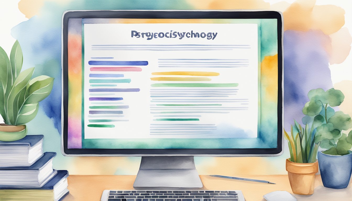 A computer screen displaying a list of accredited online psychology degree programs with a "Frequently Asked Questions" section highlighted