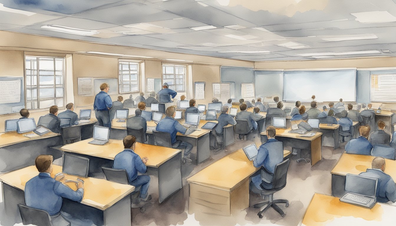 A classroom filled with law enforcement officers learning digital forensics techniques from experts at the International Association of Computer Investigative Specialists