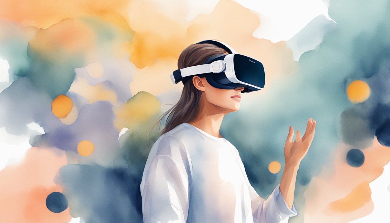 A person wearing a VR headset develops for Oculus Quest 2 using Pluralsight's 7 virtual reality courses for game design and development