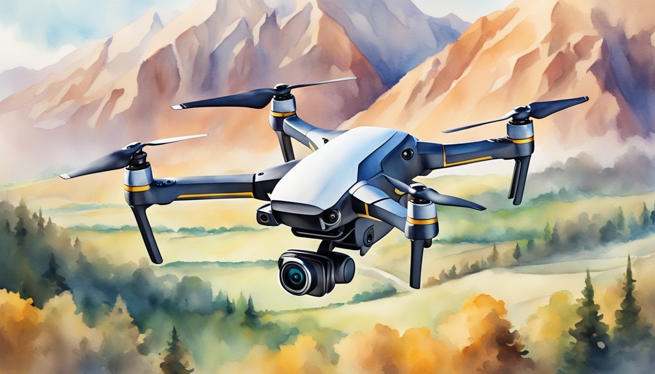 A drone hovers above a scenic landscape, capturing stunning aerial views.</p><p>It is equipped with a high-quality camera, ready to capture breathtaking images for various commercial purposes