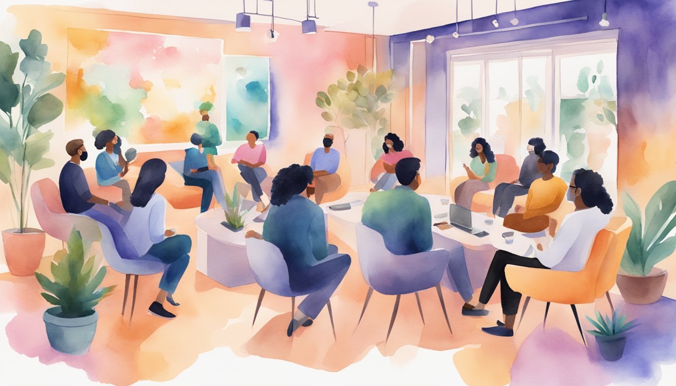 A group of people gather in a virtual room, engaging in a lively Q&A session about monetizing their Clubhouse following.</p><p>The atmosphere is energetic and collaborative, with participants exchanging ideas and insights