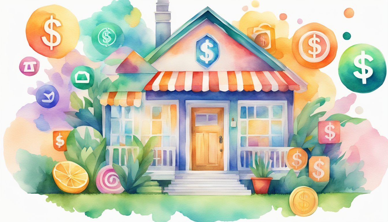 A colorful graphic of a Clubhouse app icon surrounded by various affiliate products and dollar signs, with 11 strategy keywords displayed around it