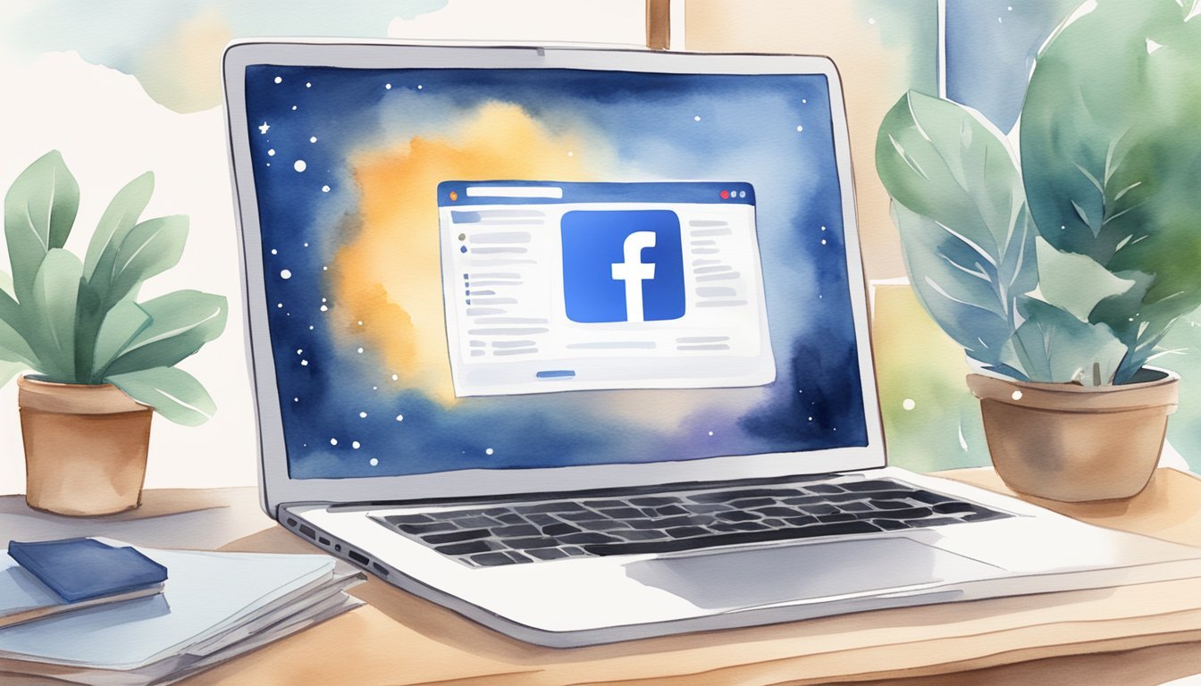 A laptop displaying a Facebook Live video with a monetization strategy list.</p><p>Stars feature highlighted.</p><p>Bright room with minimalistic decor