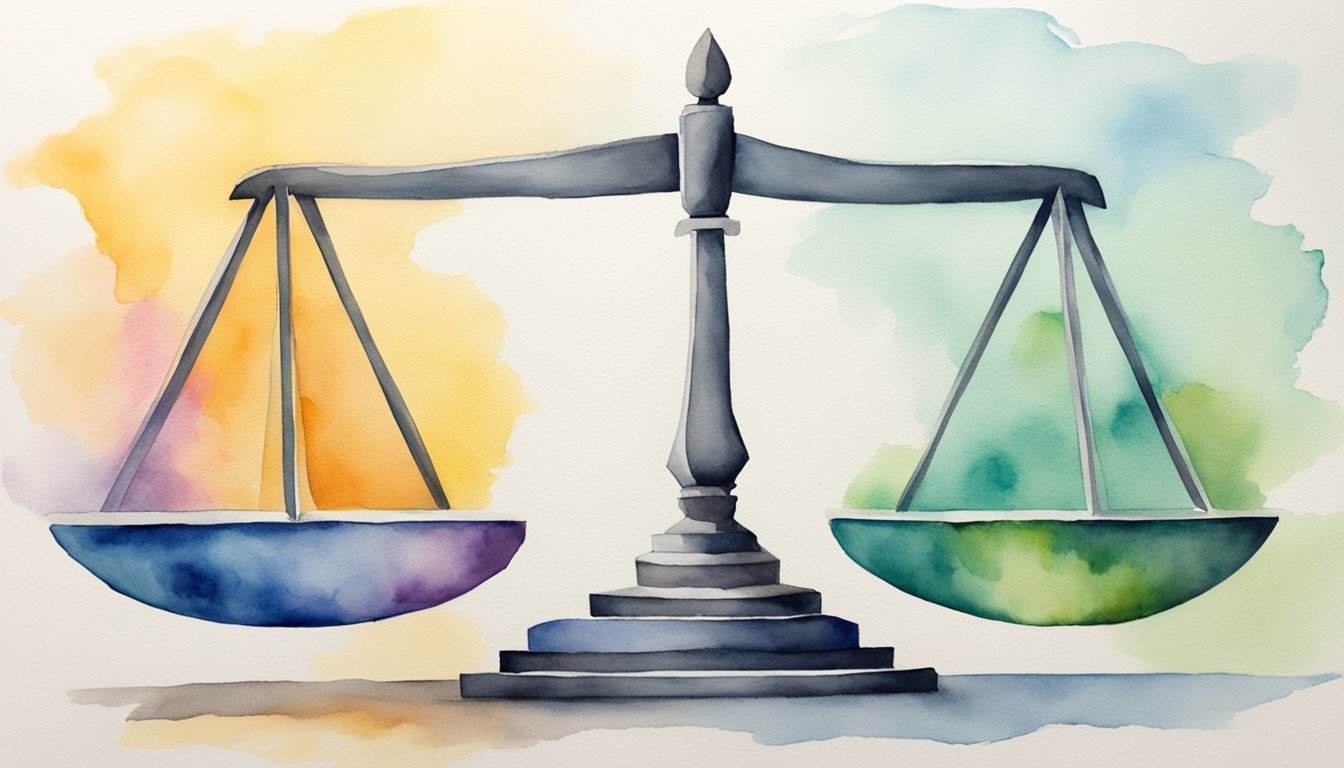 Two scales, one labeled "IQ" and the other "EQ," are balanced on opposite ends, symbolizing the contrast between intellectual and emotional intelligence